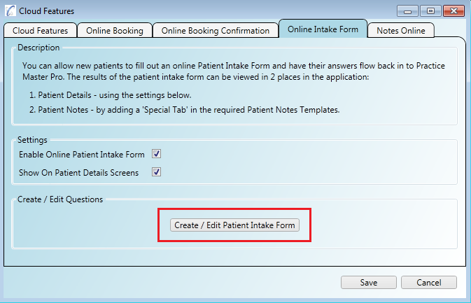 Editing the questions on your online patient intake form