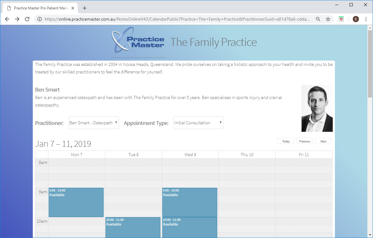 Online booking allows your patients from your practice to book their own appointments