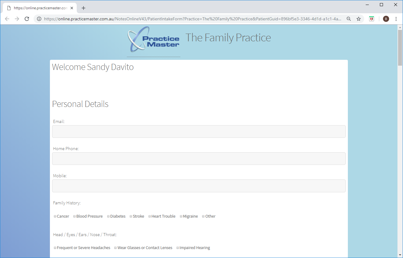 Patients can fill out their intake forms online before they arrive reducing workload at the practice