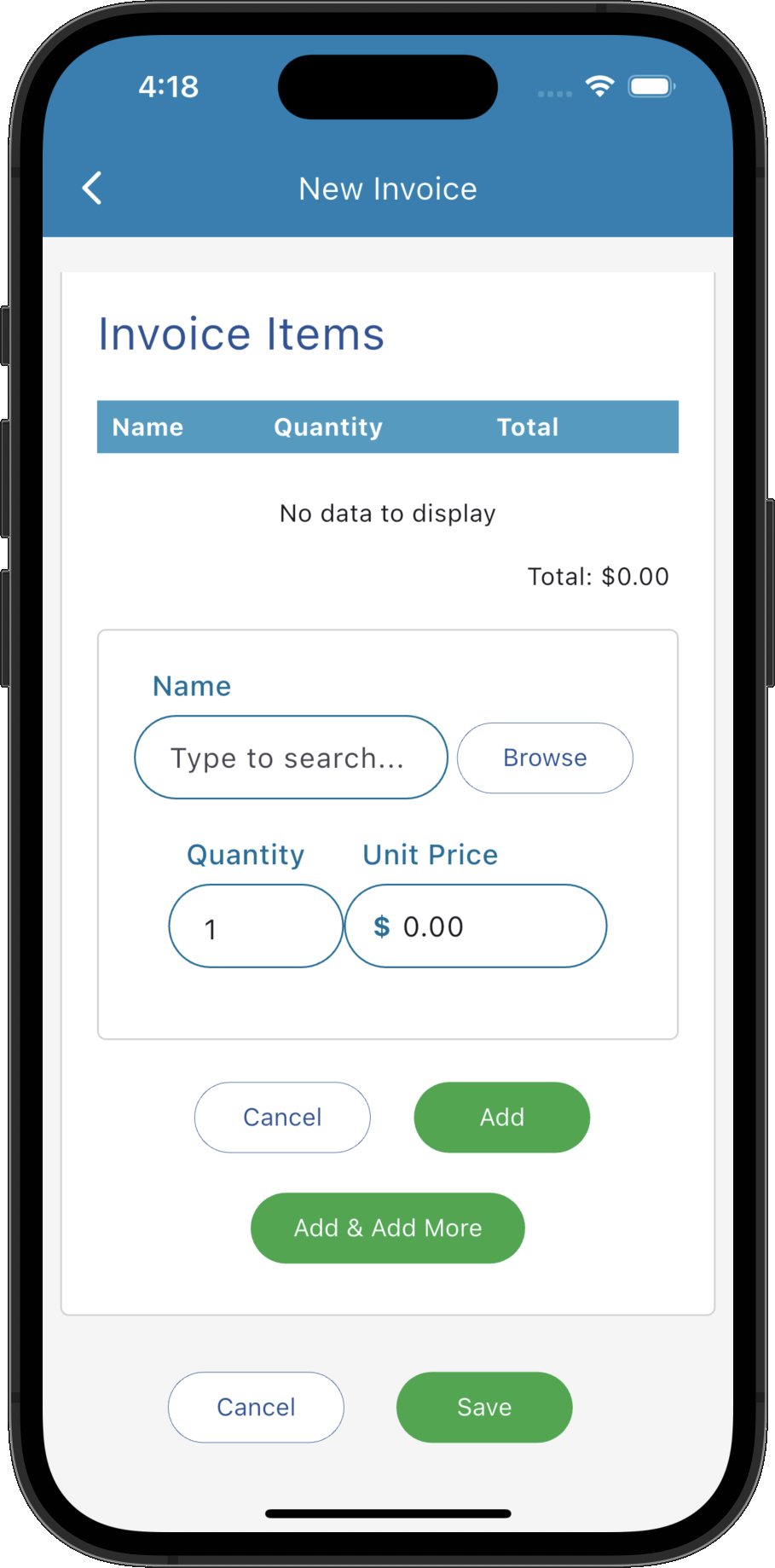 Practice Master Pro patient invoice items